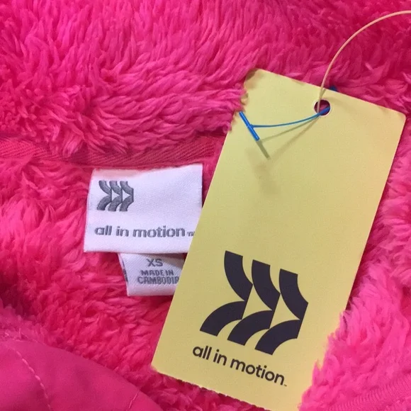 All In Motion Bright Pink Plush Fleece Fuzzy Jacket Quarter Zip Sz XS | NWT - Picture 6 of 7